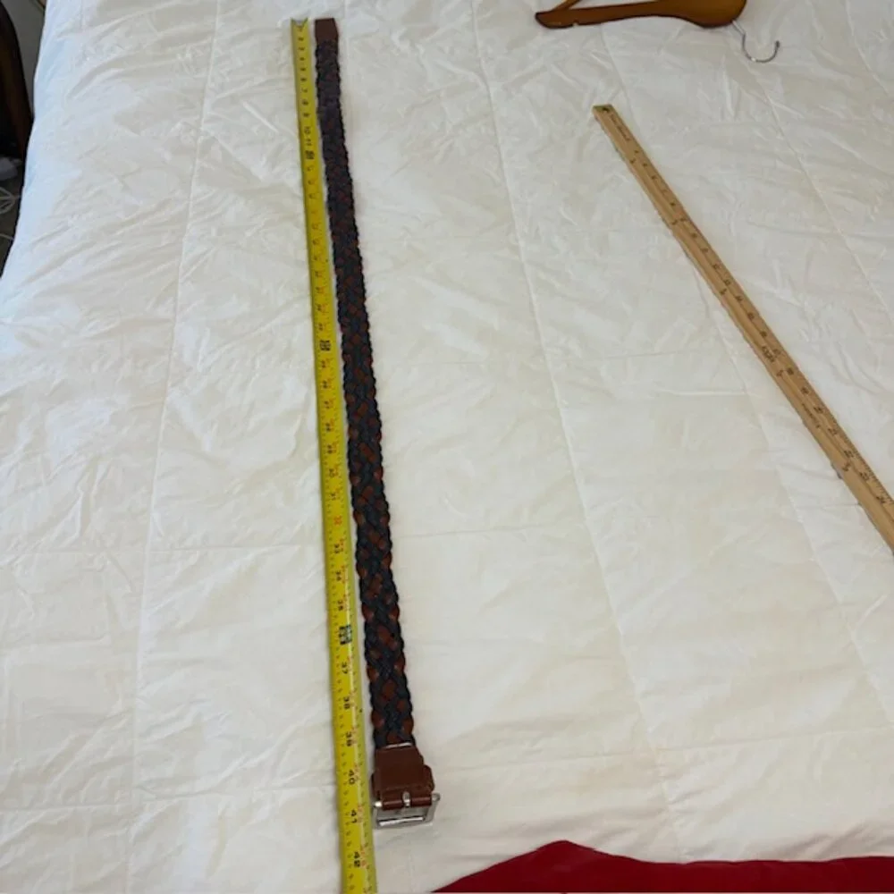 Colorful‎ Braided Belt - Genuine Leather - Women's Size 36 Navy & Brown Leather